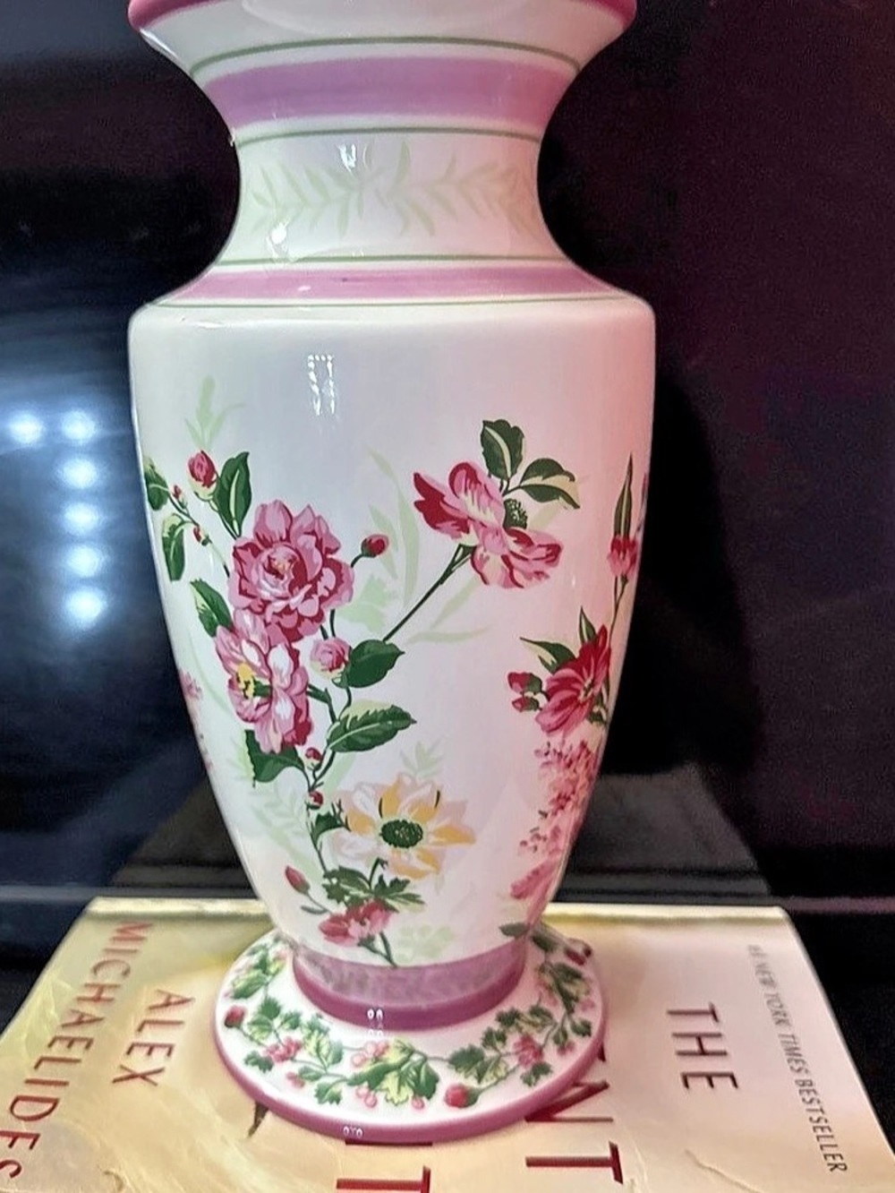 Laura Ashley Home FTD Floral Ceramic Vase Pink & Green